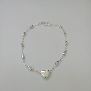 PULSERA TEJIDO CORAZON PLATA .925 18 CM 3.3 GR (NUEVO)