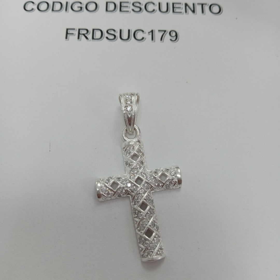 DIJE CRUZ C/CIRCONIAS PLATA .925 7.7 GR (NUEVO)