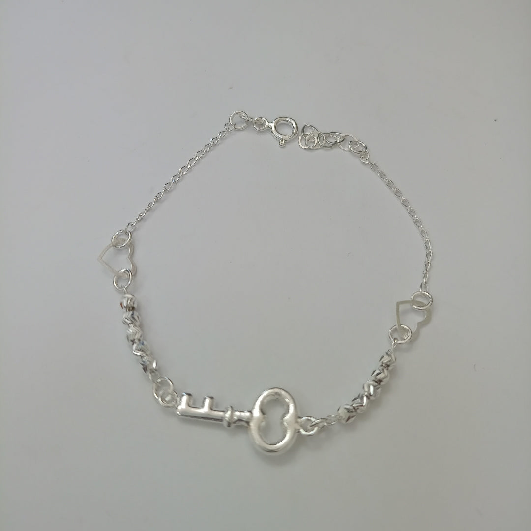 PULSERA TEJIDO LLAVE PLATA .925 18 CM 2.4 GR (NUEVO)