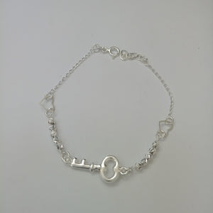 PULSERA TEJIDO LLAVE PLATA .925 18 CM 2.4 GR (NUEVO)