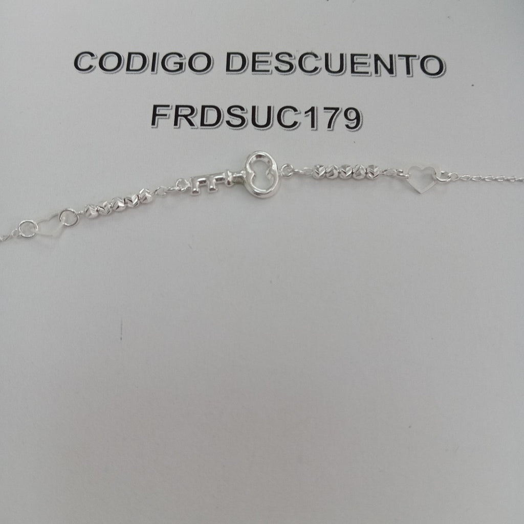 PULSERA TEJIDO LLAVE PLATA .925 18 CM 2.4 GR (NUEVO)
