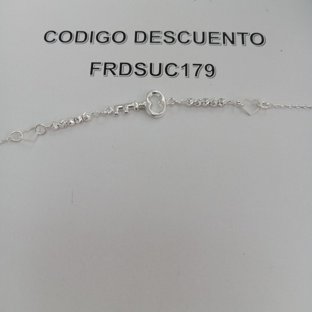 PULSERA TEJIDO LLAVE PLATA .925 18 CM 2.4 GR (NUEVO)