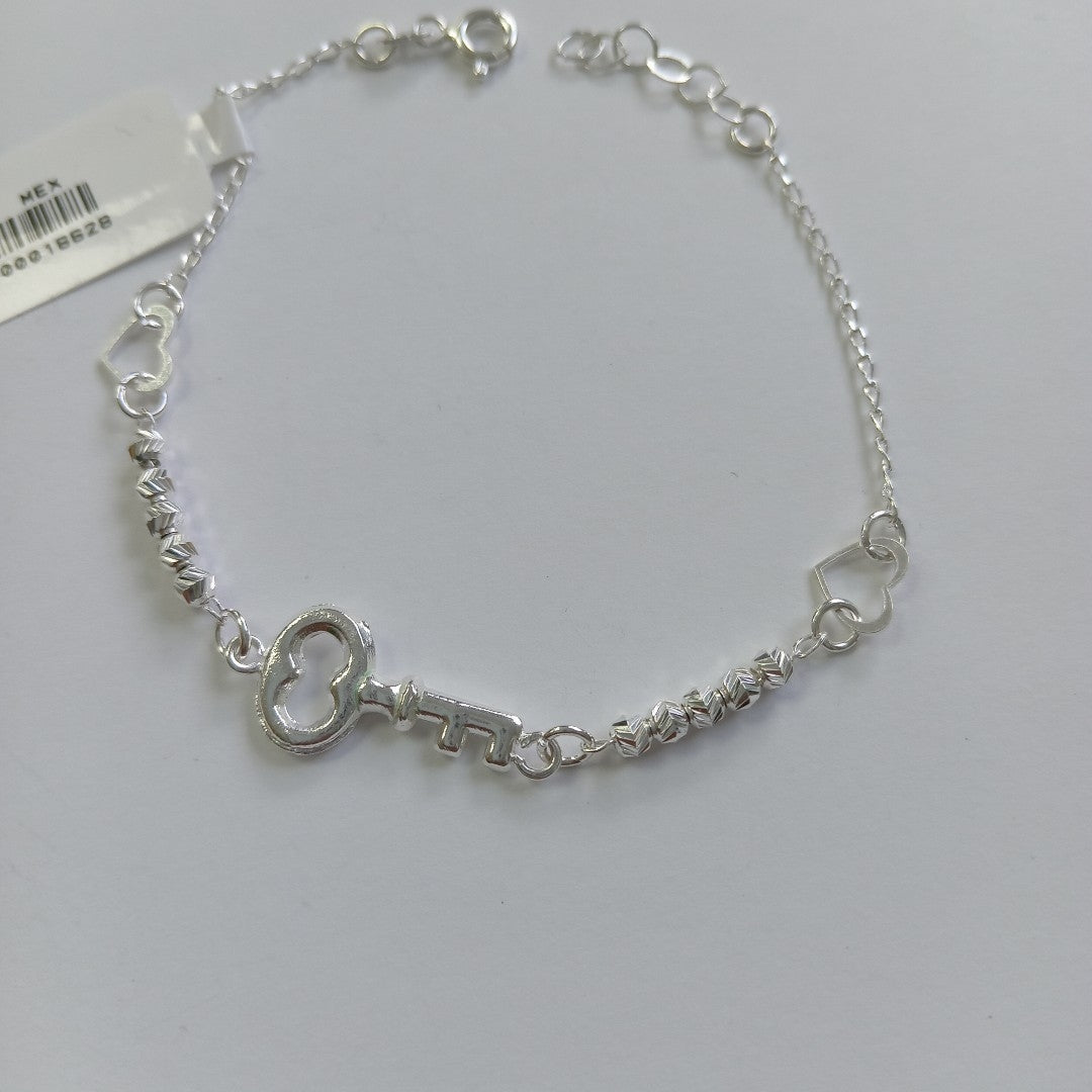 PULSERA TEJIDO LLAVE PLATA .925 18 CM 2.4 GR (NUEVO)