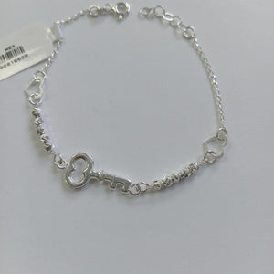 PULSERA TEJIDO LLAVE PLATA .925 18 CM 2.4 GR (NUEVO)