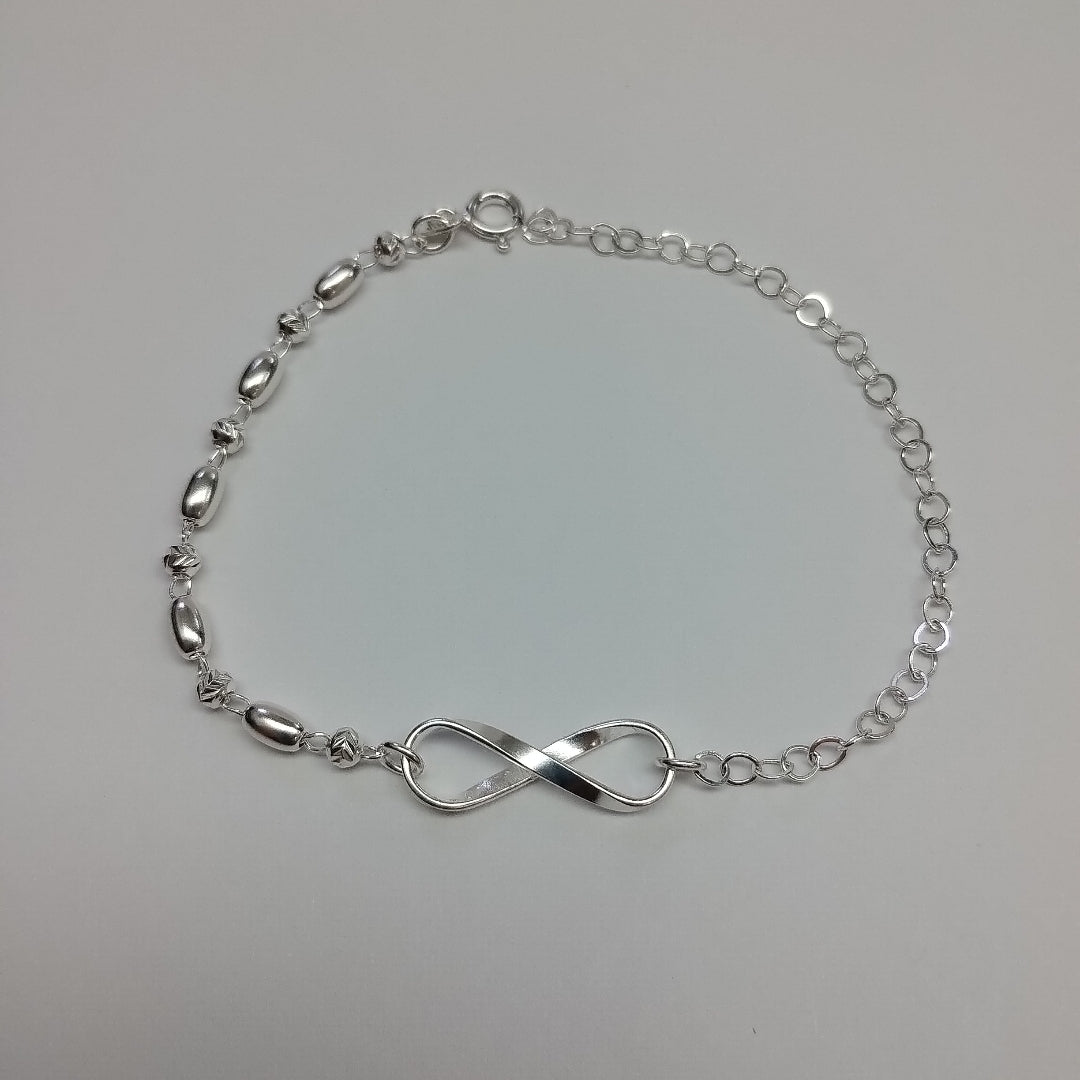 PULSERA TEJIDO INFINITO PLATA .925 18 CM 2.4 GR (NUEVO)