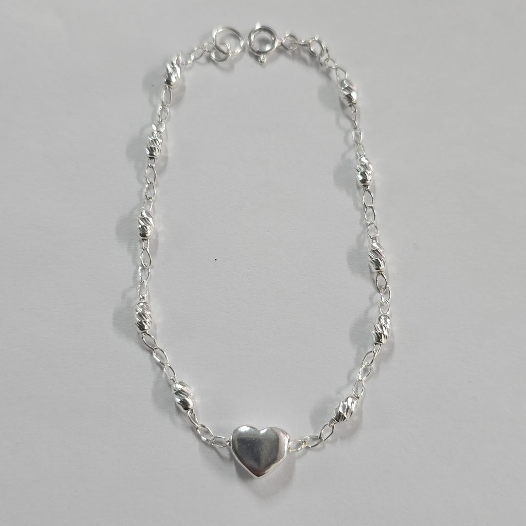 PULSERA TEJIDO CORAZON PLATA .925 18 CM 3.4 GR (NUEVO)