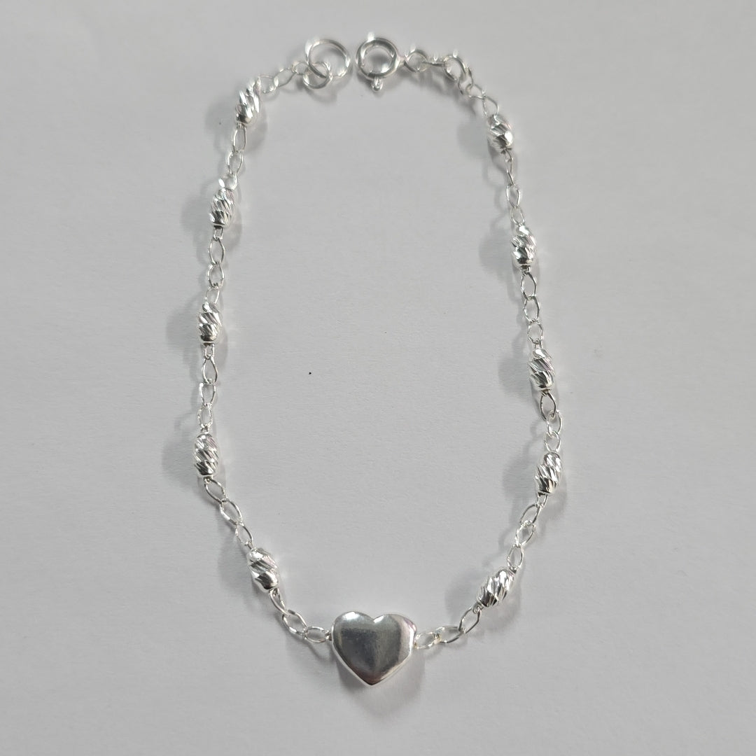PULSERA TEJIDO CORAZON PLATA .925 18 CM 3.4 GR (NUEVO)