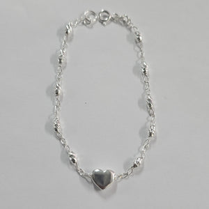 PULSERA TEJIDO CORAZON PLATA .925 18 CM 3.4 GR (NUEVO)