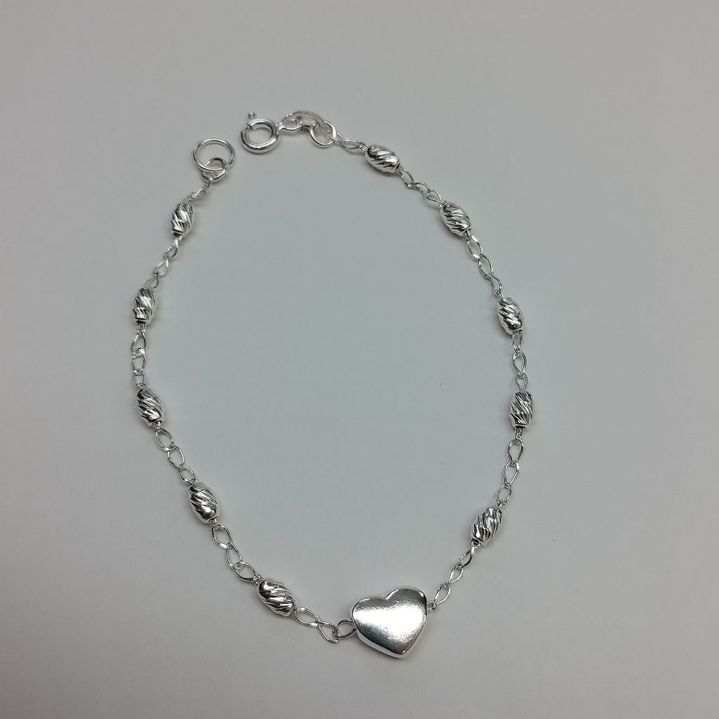 PULSERA TEJIDO CORAZON PLATA .925 18 CM 3.3 GR (NUEVO)