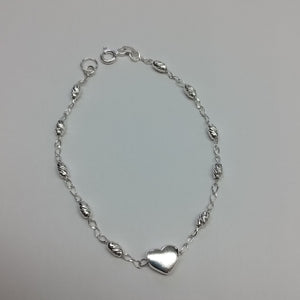 PULSERA TEJIDO CORAZON PLATA .925 18 CM 3.3 GR (NUEVO)