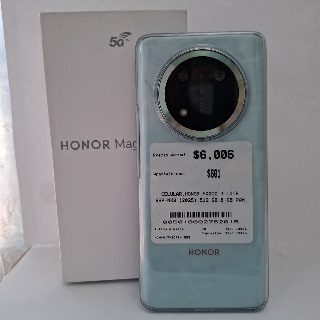 CELULAR HONOR MAGIC 7 LITE BRP-NX3 (2025) 512 GB 8 GB RAM (SEMINUEVO)