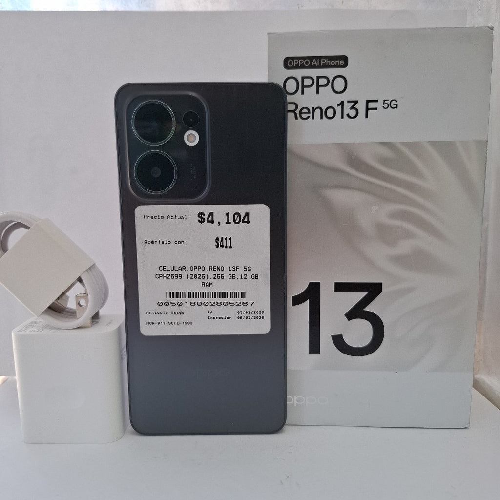 CELULAR OPPO  RENO 13F 5G CPH2699 (2025) 256 GB 12 GB RAM (SEMINUEVO)