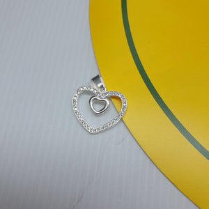 DIJE CORAZON C/CIRCONIAS PLATA .925 2.7 GR (NUEVO)