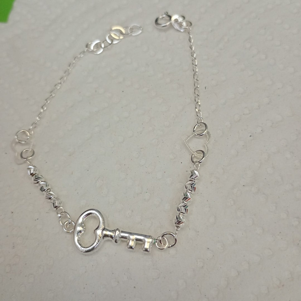 PULSERA TEJIDO LLAVE PLATA .925 18 CM 2.3 GR (NUEVO)