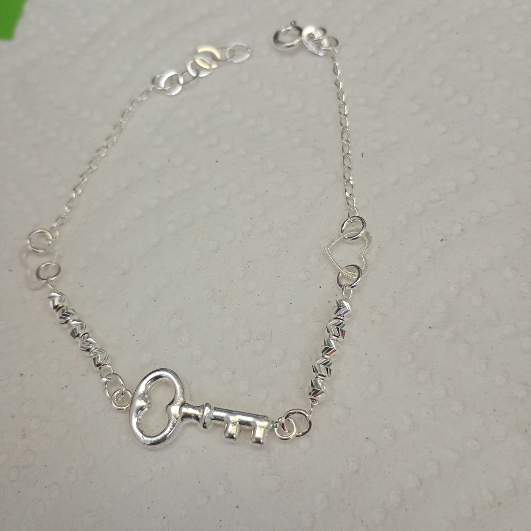 PULSERA TEJIDO LLAVE PLATA .925 18 CM 2.3 GR (NUEVO)