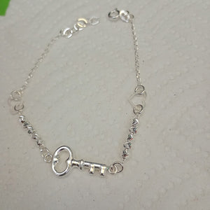 PULSERA TEJIDO LLAVE PLATA .925 18 CM 2.3 GR (NUEVO)