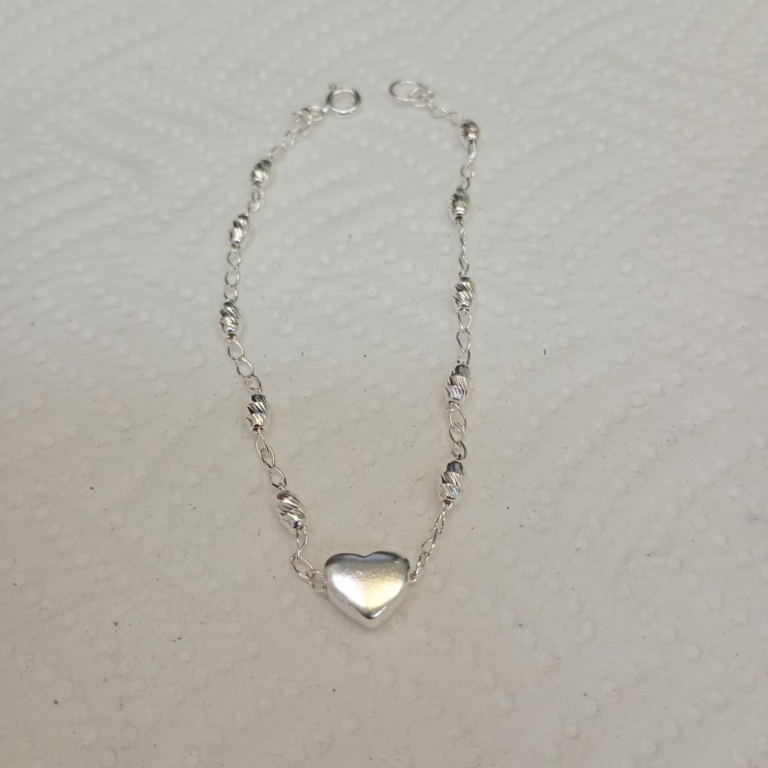PULSERA TEJIDO CORAZON PLATA .925 18 CM 3.4 GR (NUEVO)