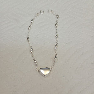 PULSERA TEJIDO CORAZON PLATA .925 18 CM 3.4 GR (NUEVO)