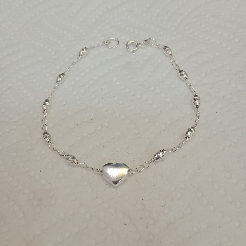 PULSERA TEJIDO CORAZON PLATA .925 18 CM 3.3 GR (NUEVO)
