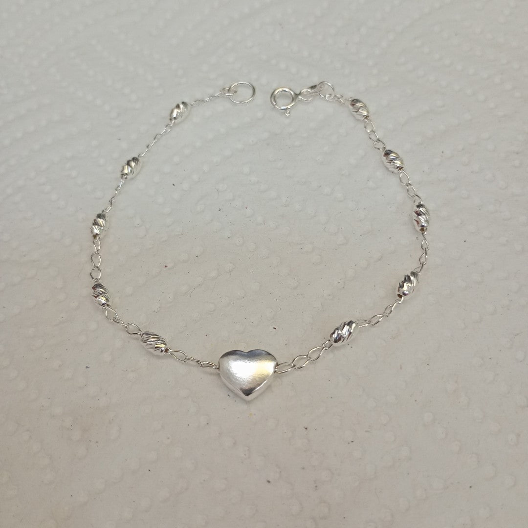 PULSERA TEJIDO CORAZON PLATA .925 18 CM 3.3 GR (NUEVO)
