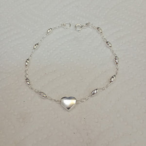 PULSERA TEJIDO CORAZON PLATA .925 18 CM 3.3 GR (NUEVO)