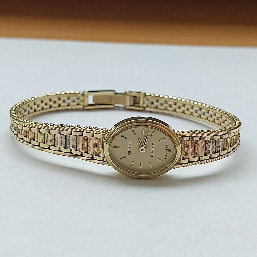 RELOJ CAJA Y PULSO ORO ORO COMBINADO 14 K 21 GRMS (SEMINUEVO)