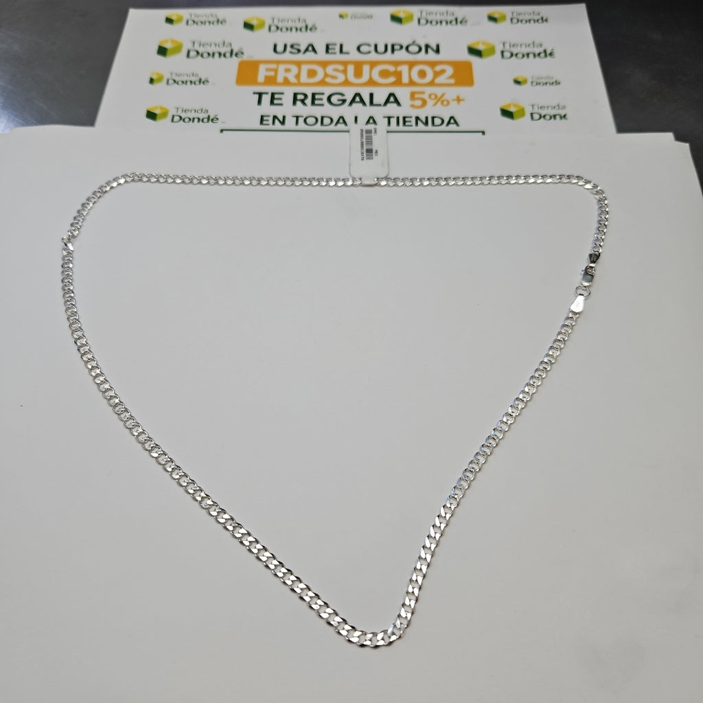 CADENA TEJIDO BARBADO PLATA .925 60 CM 14 GR (NUEVO)