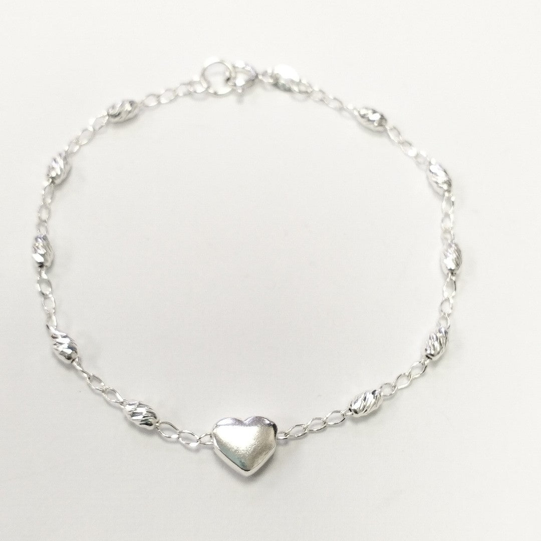 PULSERA TEJIDO CORAZON PLATA .925 18 CM 3.3 GR (NUEVO)