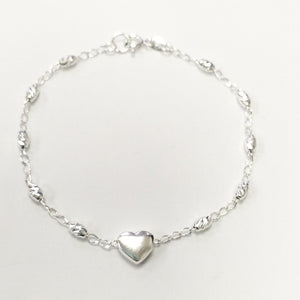 PULSERA TEJIDO CORAZON PLATA .925 18 CM 3.3 GR (NUEVO)