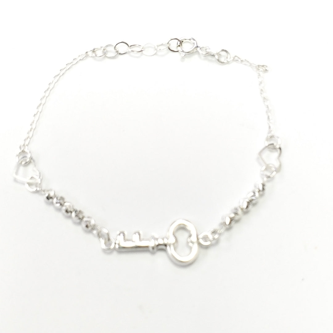 PULSERA TEJIDO LLAVE PLATA .925 18 CM 2.3 GR (NUEVO)