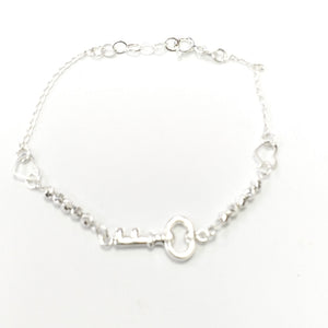 PULSERA TEJIDO LLAVE PLATA .925 18 CM 2.3 GR (NUEVO)