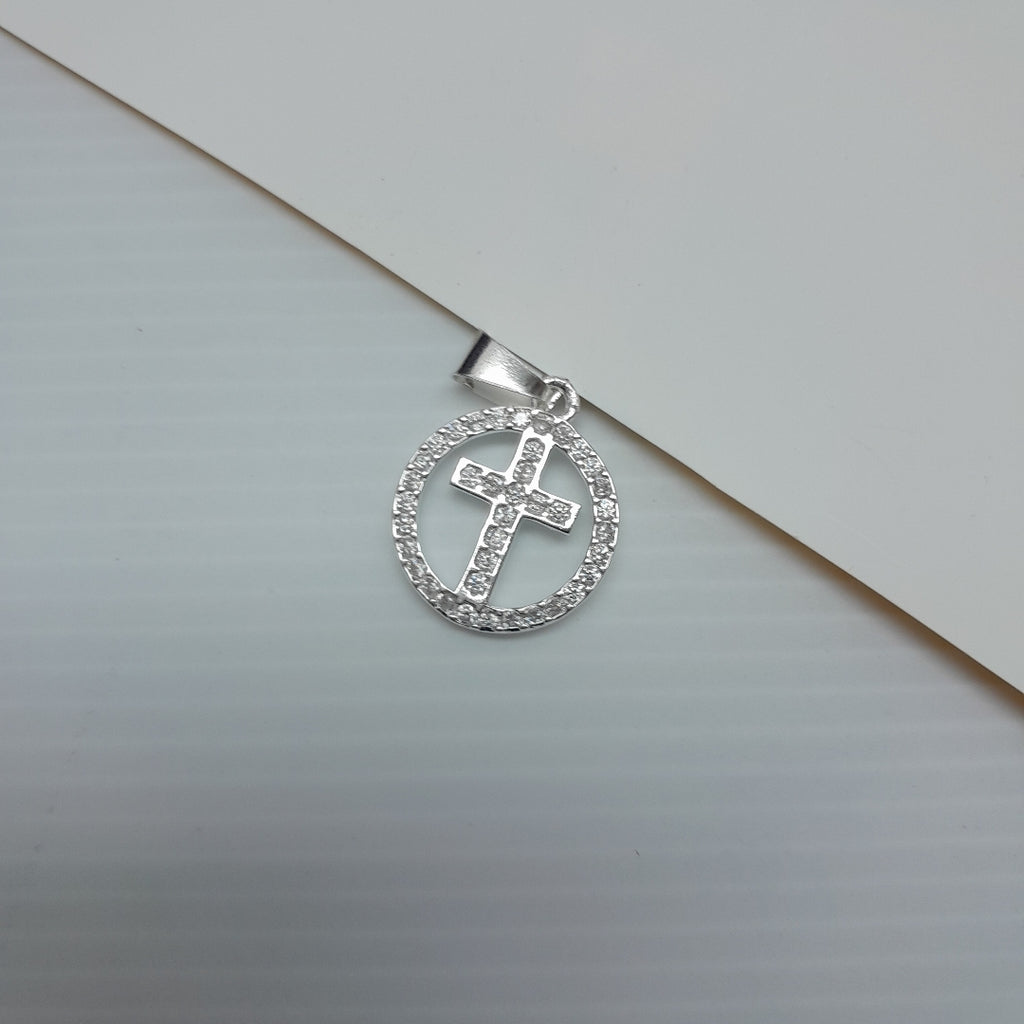 DIJE CRUZ C/CIRCONIAS PLATA .925 2.4 GR (NUEVO)