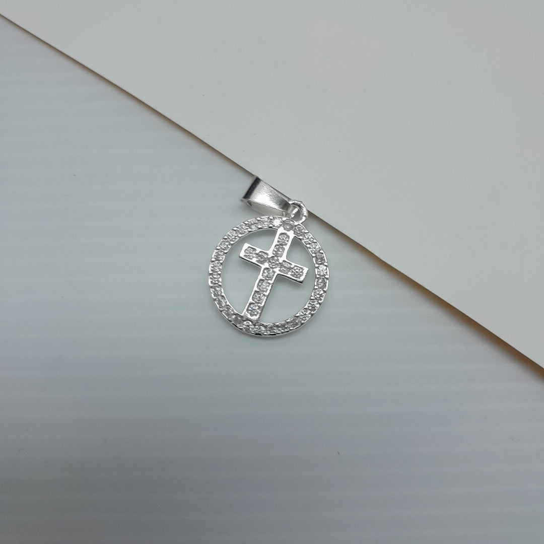 DIJE CRUZ C/CIRCONIAS PLATA .925 2.4 GR (NUEVO)