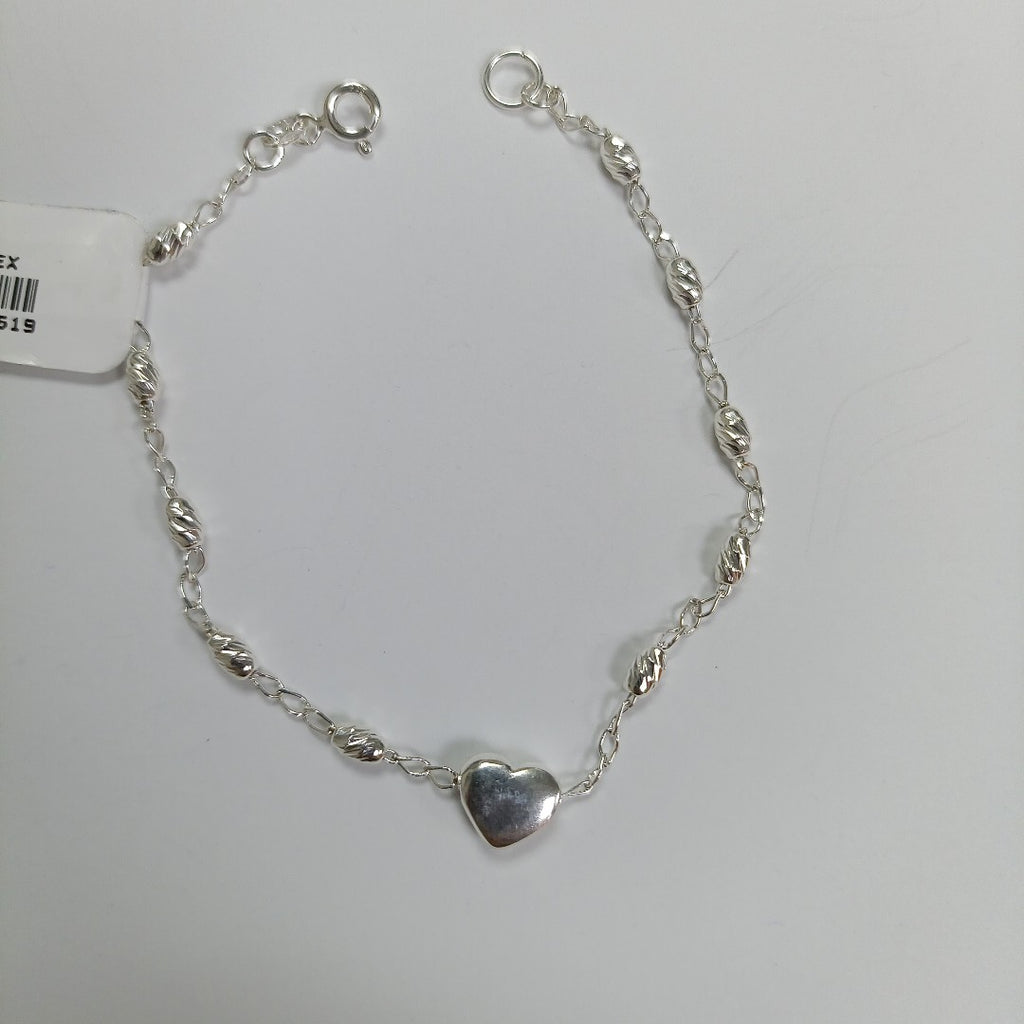 PULSERA TEJIDO CORAZON PLATA .925 18 CM 3.4 GR (NUEVO)