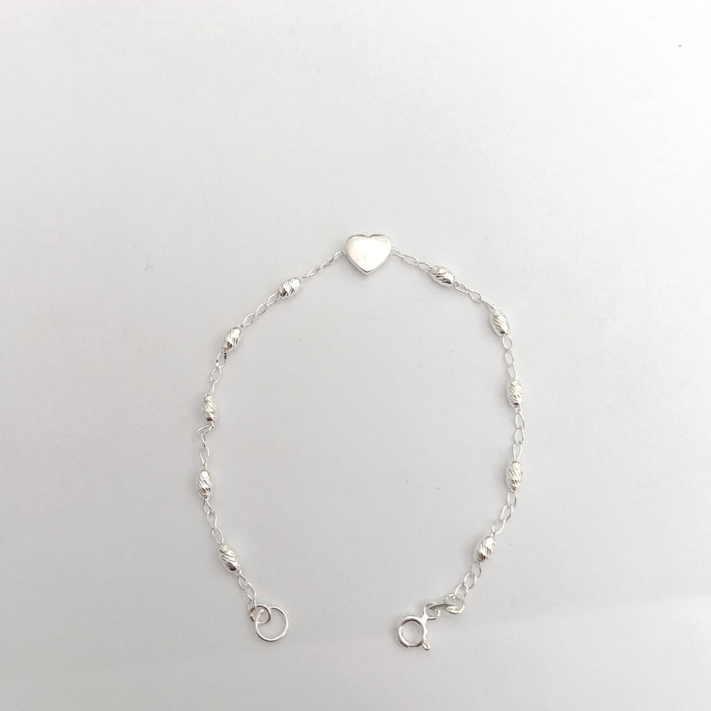 PULSERA TEJIDO CORAZON PLATA .925 18 CM 3.2 GR (NUEVO)