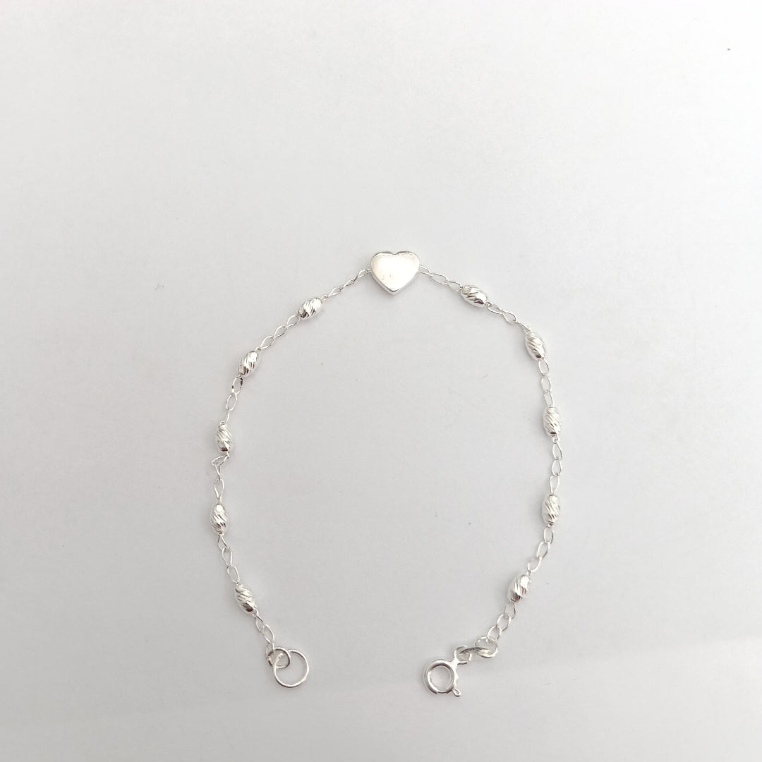 PULSERA TEJIDO CORAZON PLATA .925 18 CM 3.2 GR (NUEVO)