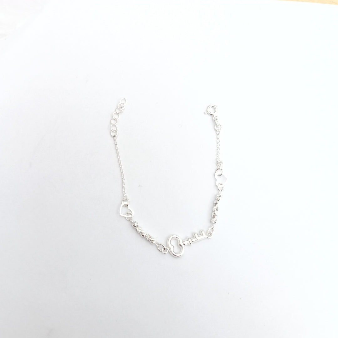 PULSERA TEJIDO LLAVE PLATA .925 18 CM 2.3 GR (NUEVO)