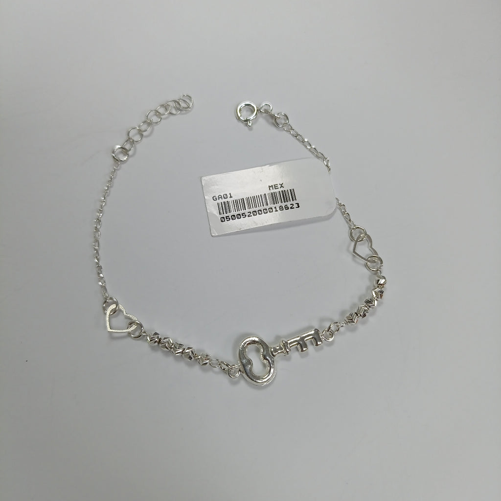 PULSERA TEJIDO LLAVE PLATA .925 18 CM 2.4 GR (NUEVO)