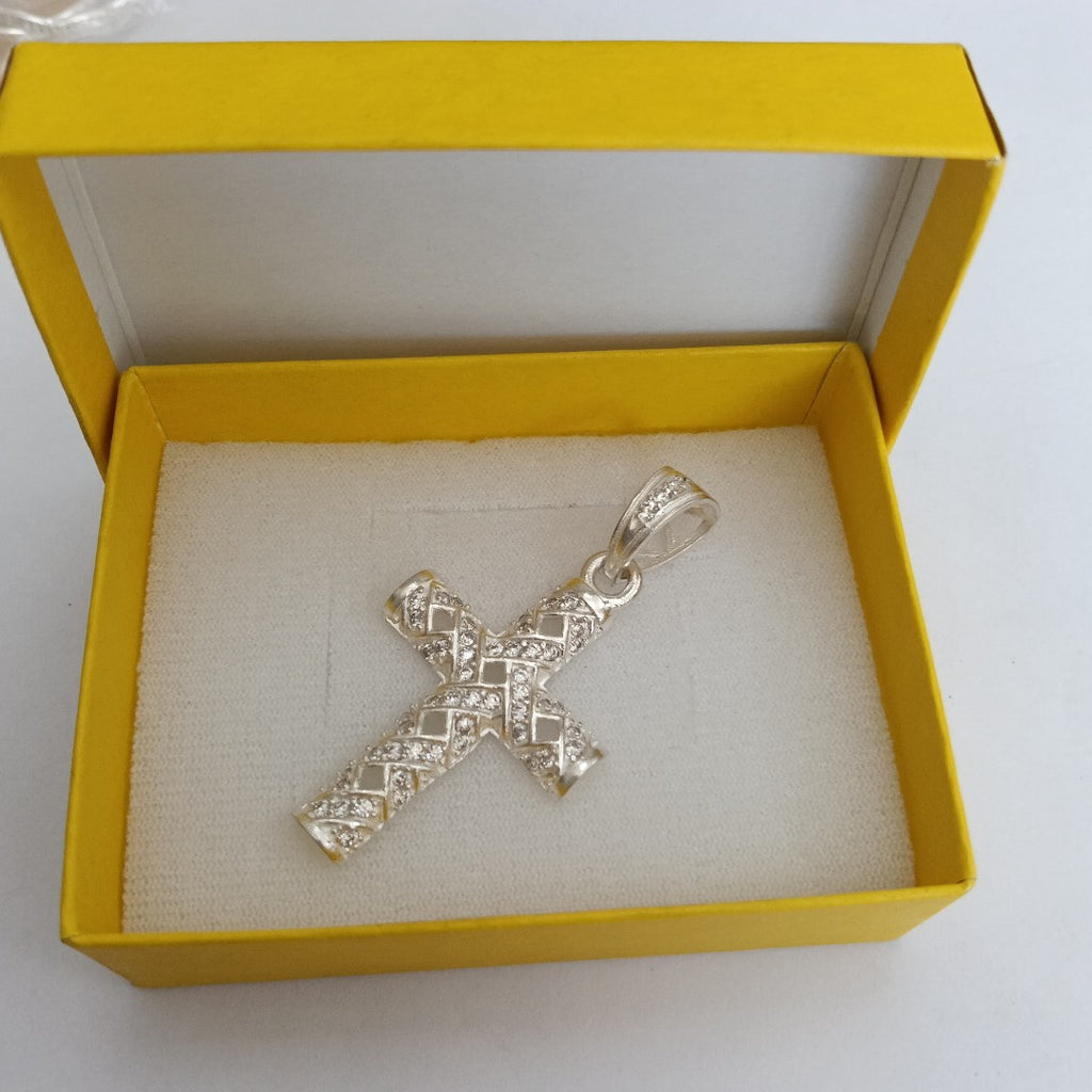 DIJE CRUZ C/CIRCONIAS PLATA .925 7.7 GR (NUEVO)