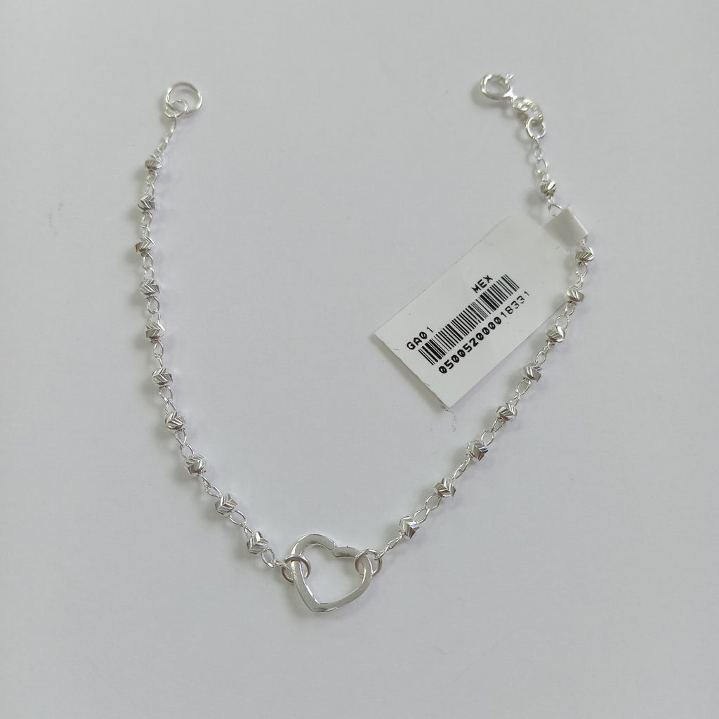 PULSERA TEJIDO CORAZON PLATA .925 18 CM 2 GR (NUEVO)