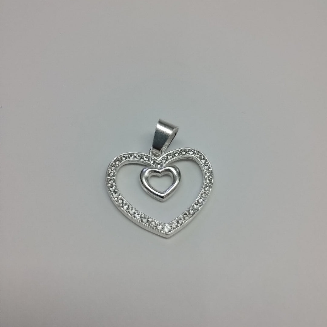 DIJE CORAZON C/CIRCONIAS PLATA .925 2.7 GR (NUEVO)