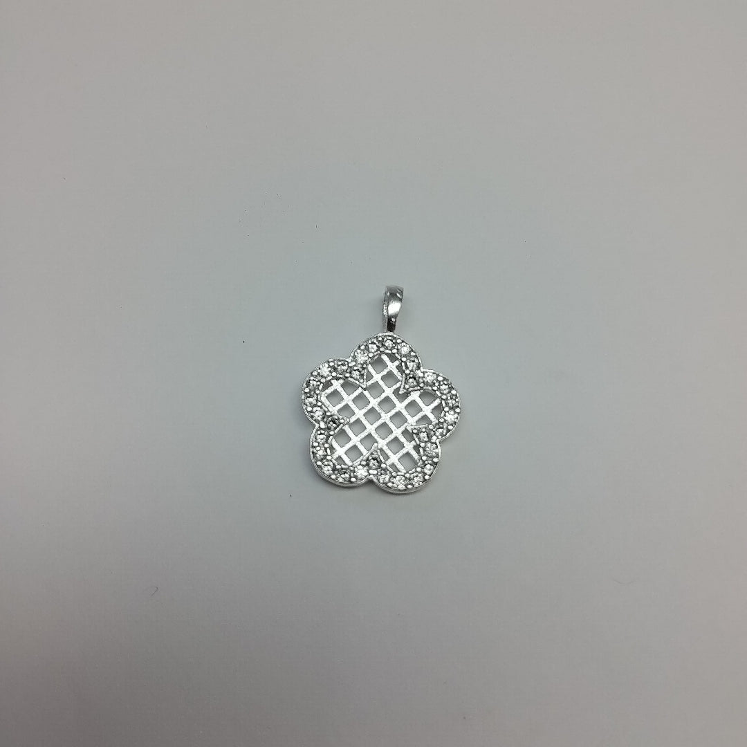 DIJE FLOR CON CIRCONIAS PLATA .925 1.6 GR (NUEVO)