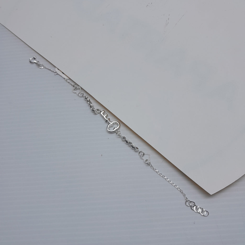 PULSERA TEJIDO LLAVE PLATA .925 18 CM 2.3 GR (NUEVO)