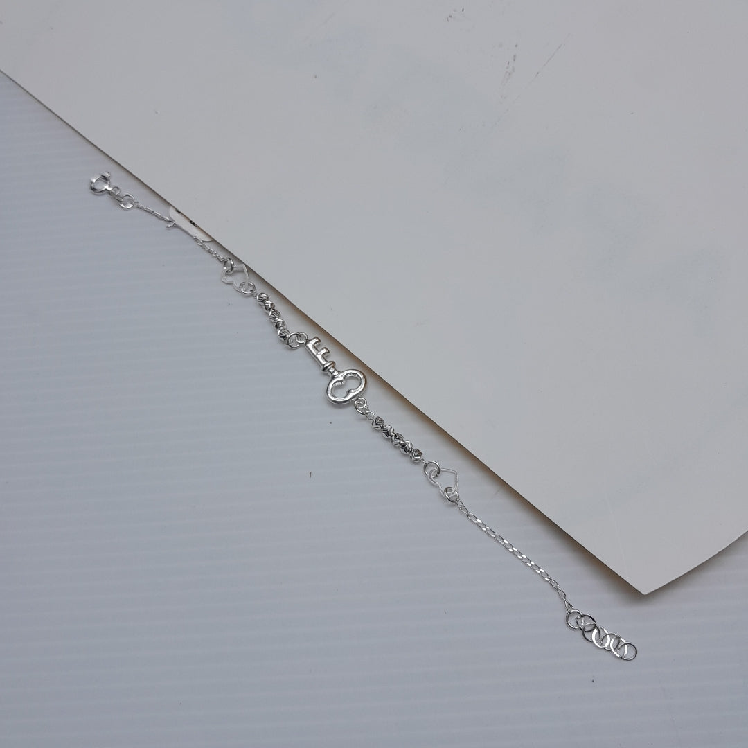 PULSERA TEJIDO LLAVE PLATA .925 18 CM 2.3 GR (NUEVO)