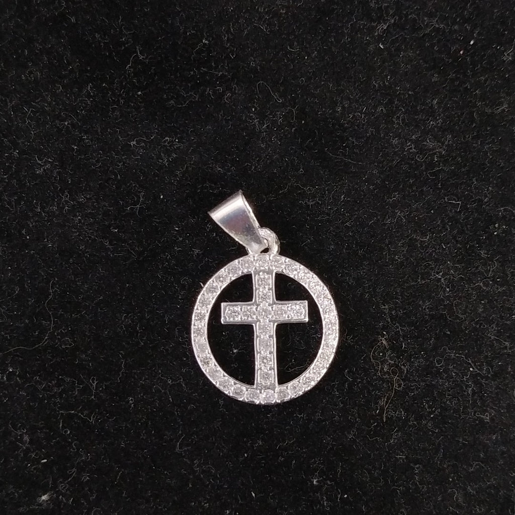 DIJE CRUZ C/CIRCONIAS PLATA .925 2.4 GR (NUEVO)