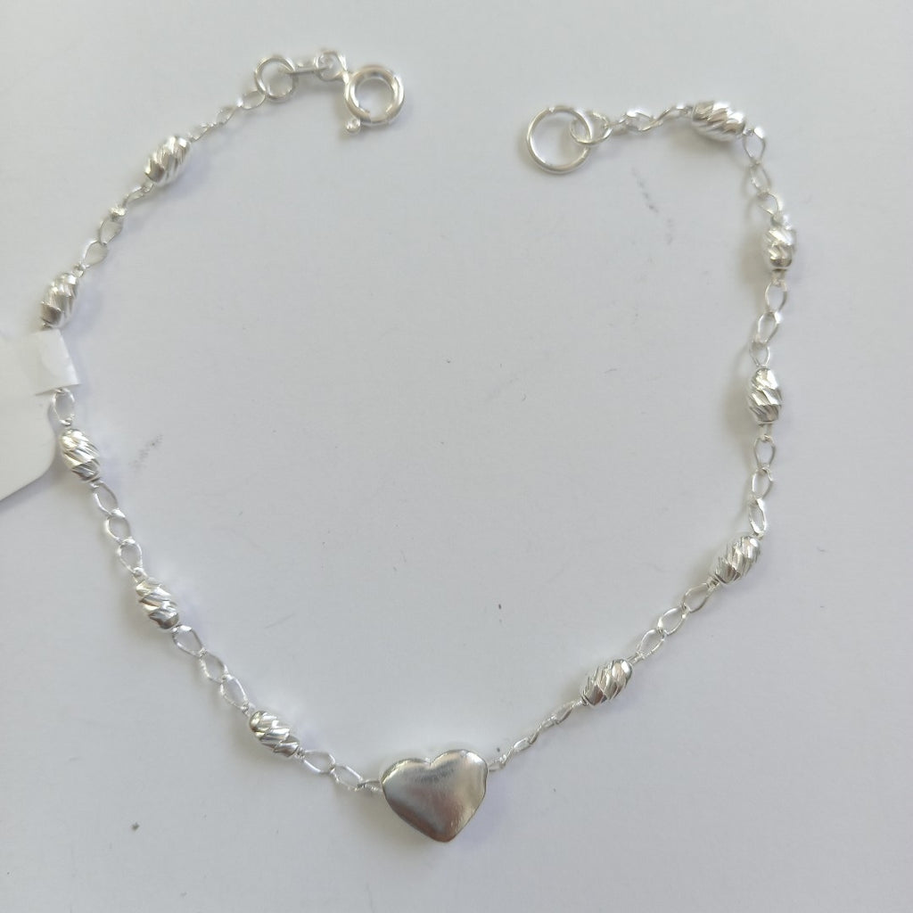 PULSERA TEJIDO CORAZON PLATA .925 18 CM 3.3 GR (NUEVO)
