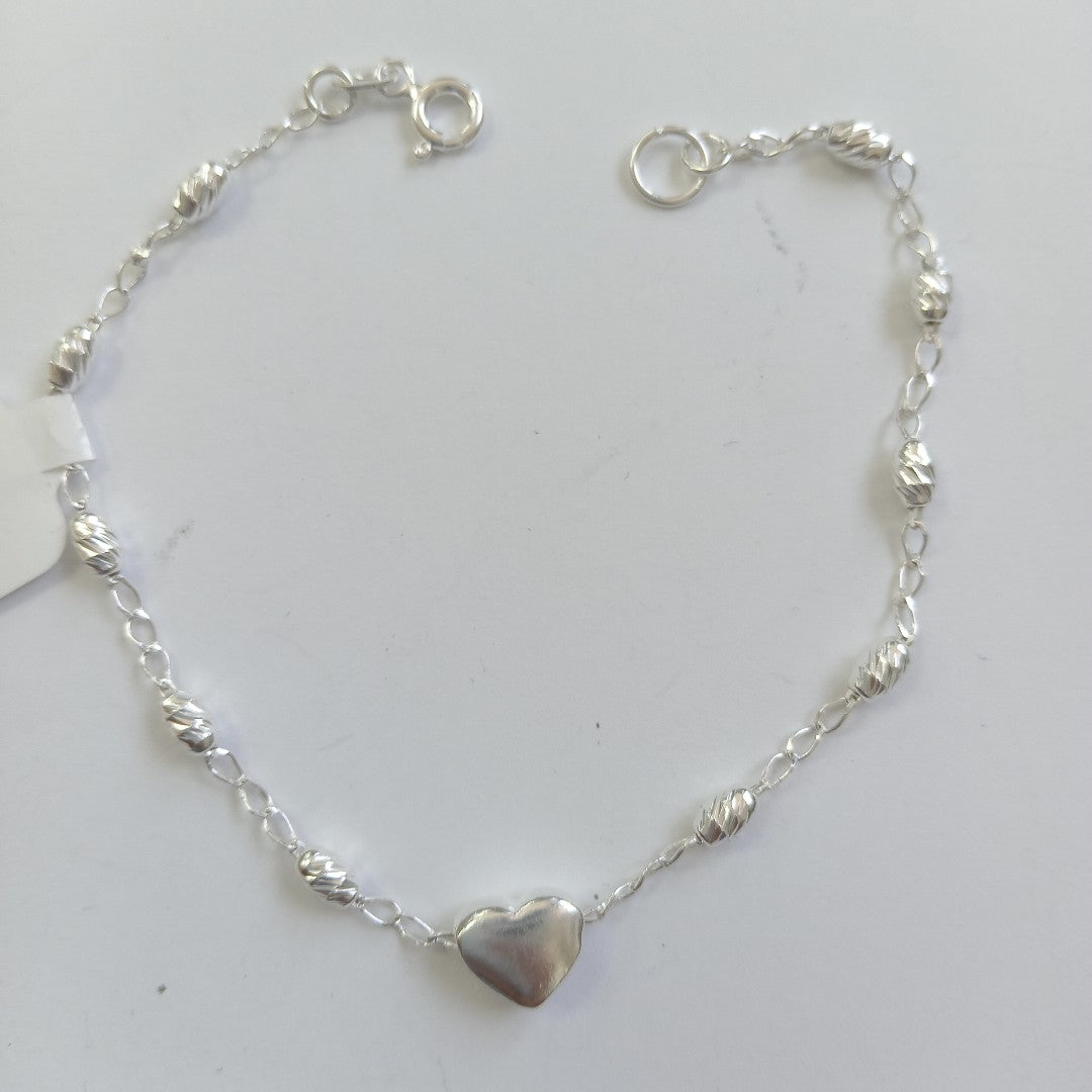 PULSERA TEJIDO CORAZON PLATA .925 18 CM 3.3 GR (NUEVO)