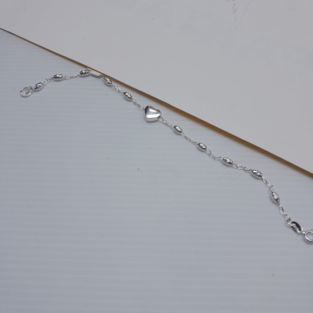PULSERA TEJIDO CORAZON PLATA .925 18 CM 3.3 GR (NUEVO)