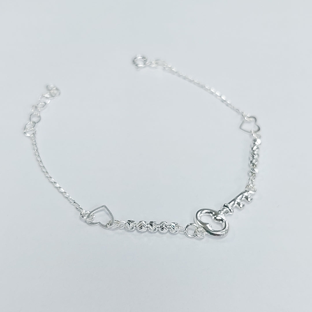 PULSERA TEJIDO LLAVE PLATA .925 18 CM 2.3 GR (NUEVO)