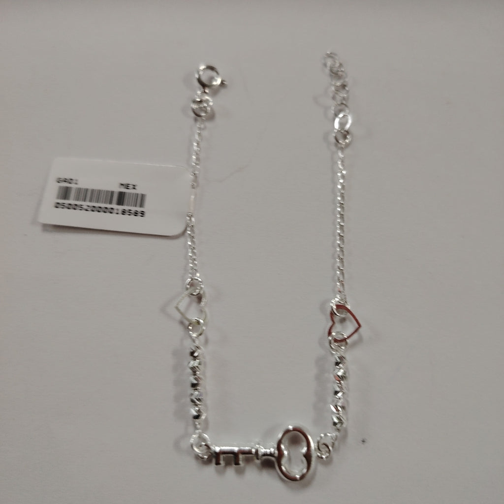 PULSERA TEJIDO LLAVE PLATA .925 18 CM 2.3 GR (NUEVO)